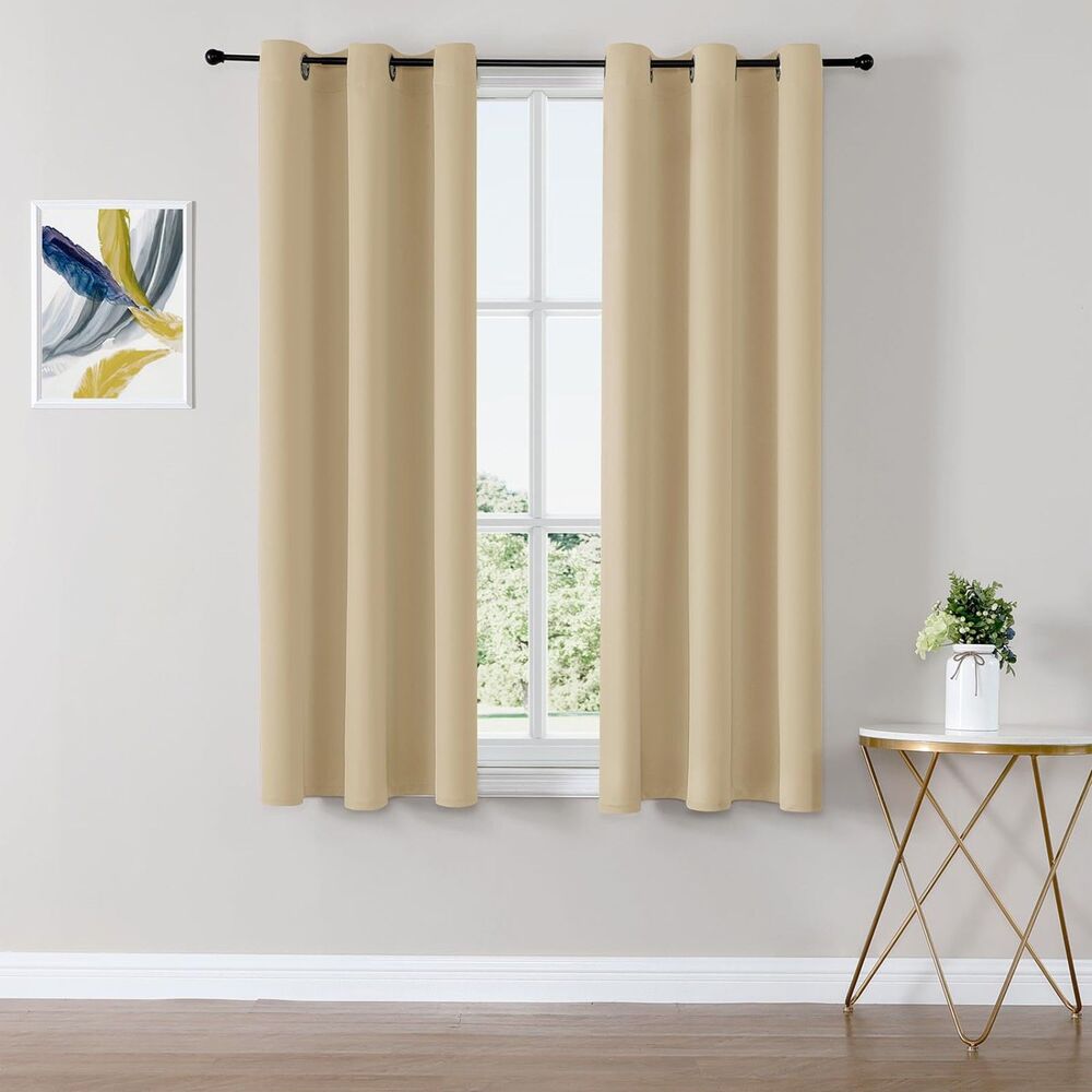 2 Curtain Panels, 42 x 63" Blackout Curtains for Bedroom and Living Room
